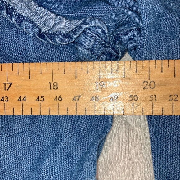 ASOS denim women’s size 6 light Blue Ruffled Peplum Jean Blouse - Picture 10 of 16